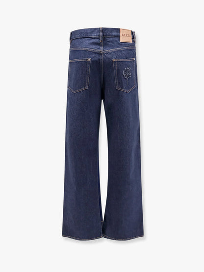 Gucci Cotton Jeans With Back Floral Print