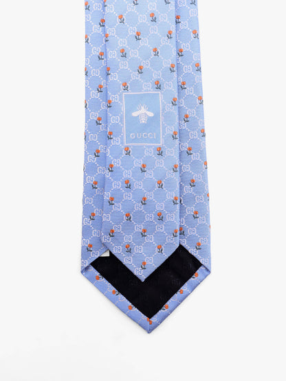 Gucci Silk Tie With Gg Tulip Motif