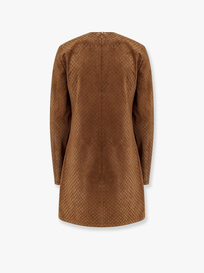 Gucci Suede Short Dress With All Over Gg Logo