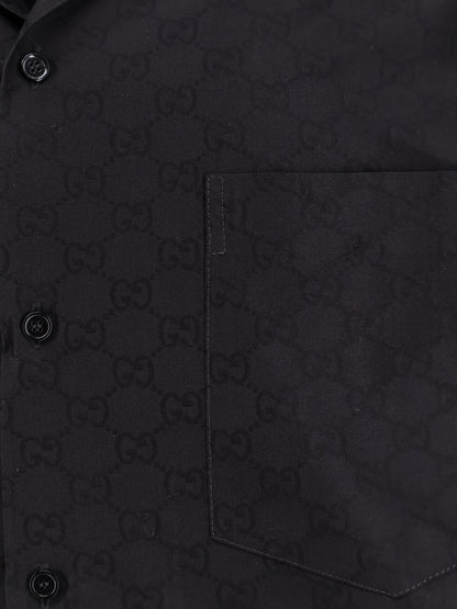 Gucci Cotton And Silk Shirt With Allover Gg Logo