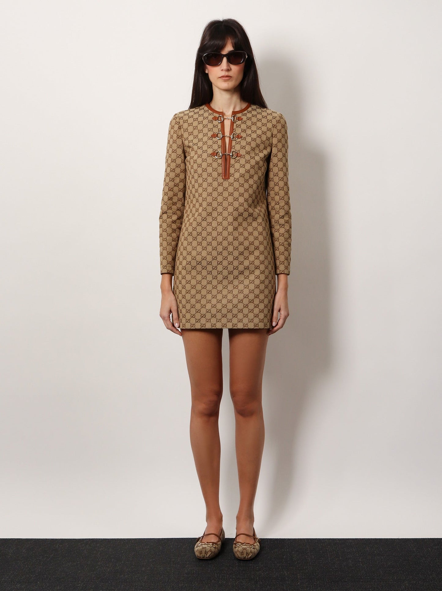 Gucci Cotton Blend Dress With All Over Gg Print