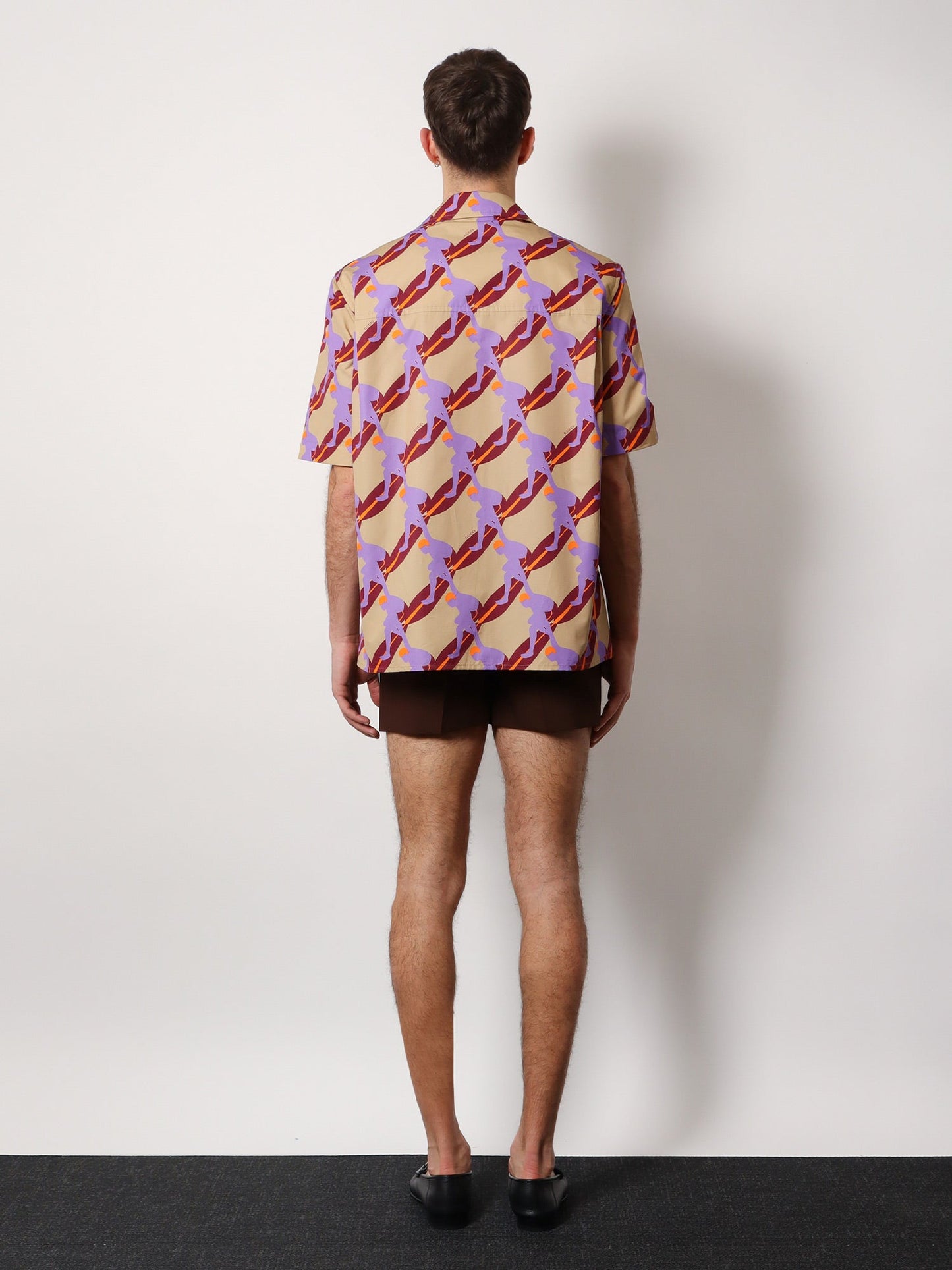 Gucci Bowling Cotton Popeline Shirt With All Over Surfer Print