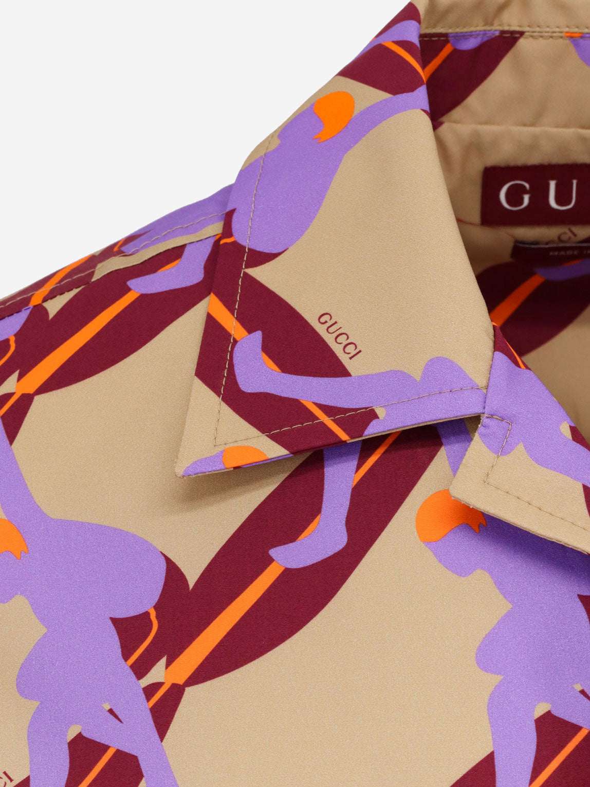 Gucci Bowling Cotton Popeline Shirt With All Over Surfer Print