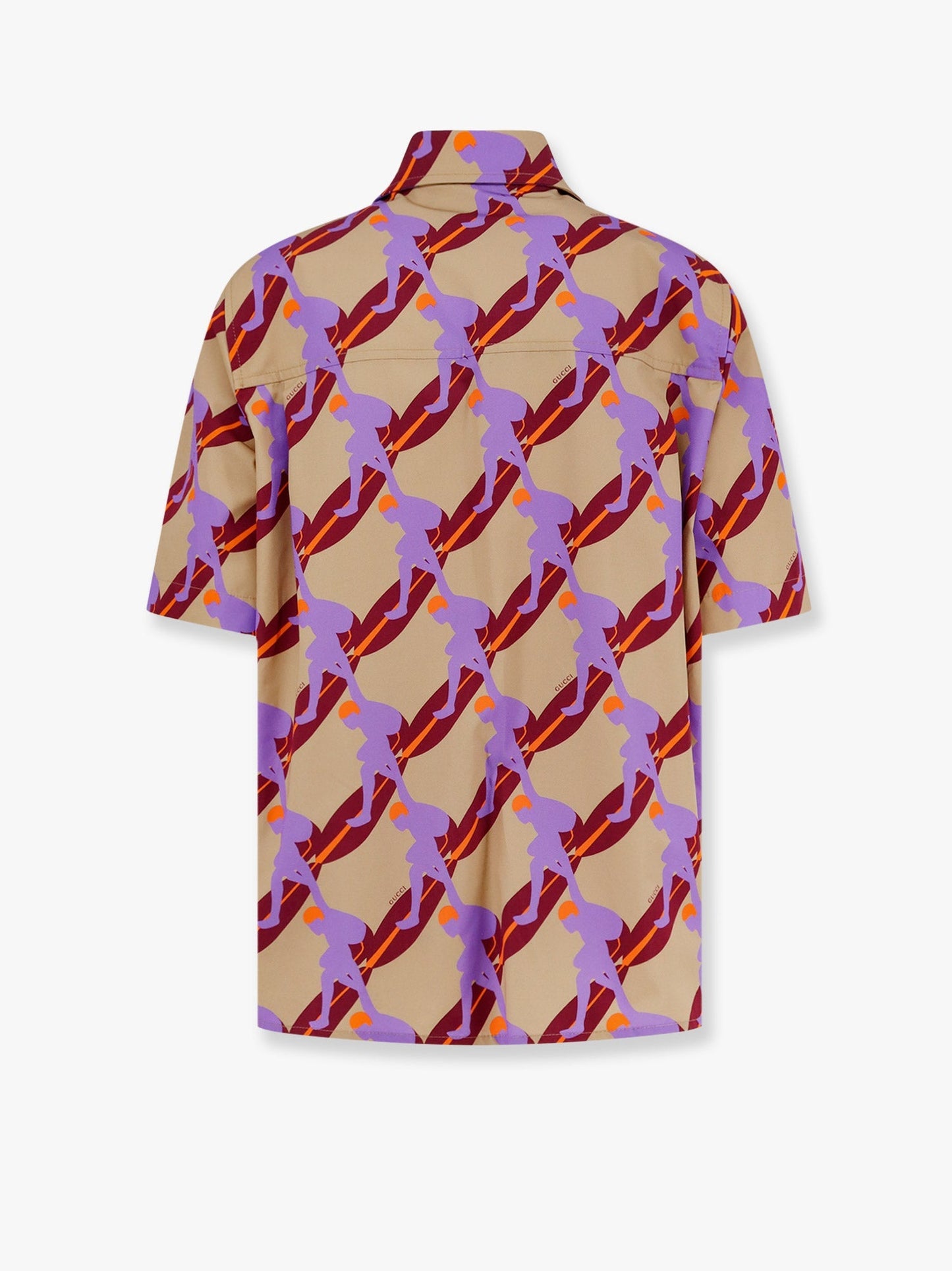 Gucci Bowling Cotton Popeline Shirt With All Over Surfer Print