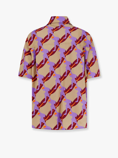 Gucci Bowling Cotton Popeline Shirt With All Over Surfer Print