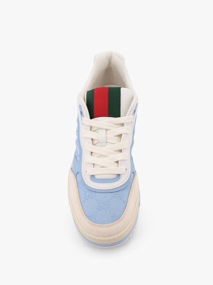 Gucci Re Web Low Top Leather And Gg Fabric Sneakers