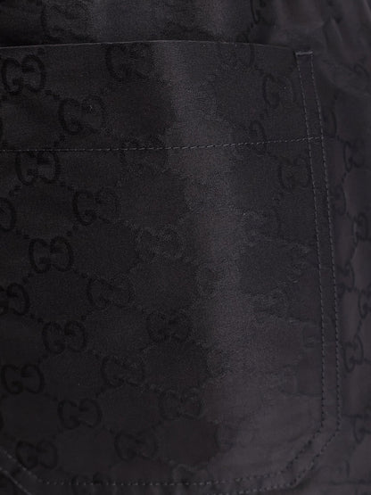 Gucci Cotton And Silk Bermuda Shorts With Allover Gg Logo