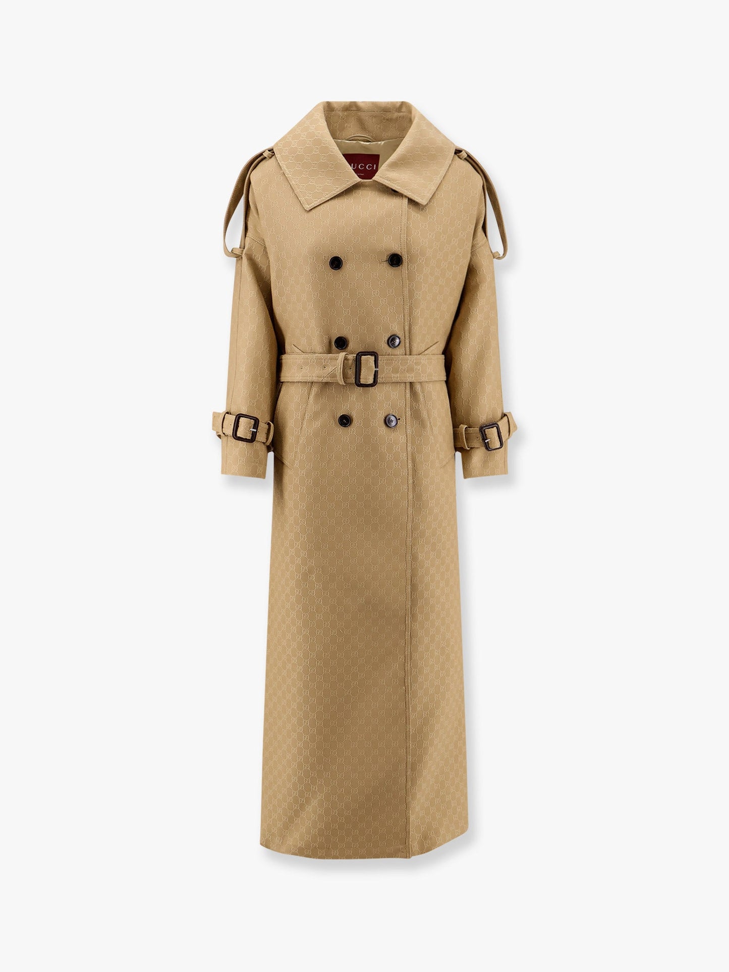 Gucci Wool And Silk Crepe Coat With All Over Gg Motif