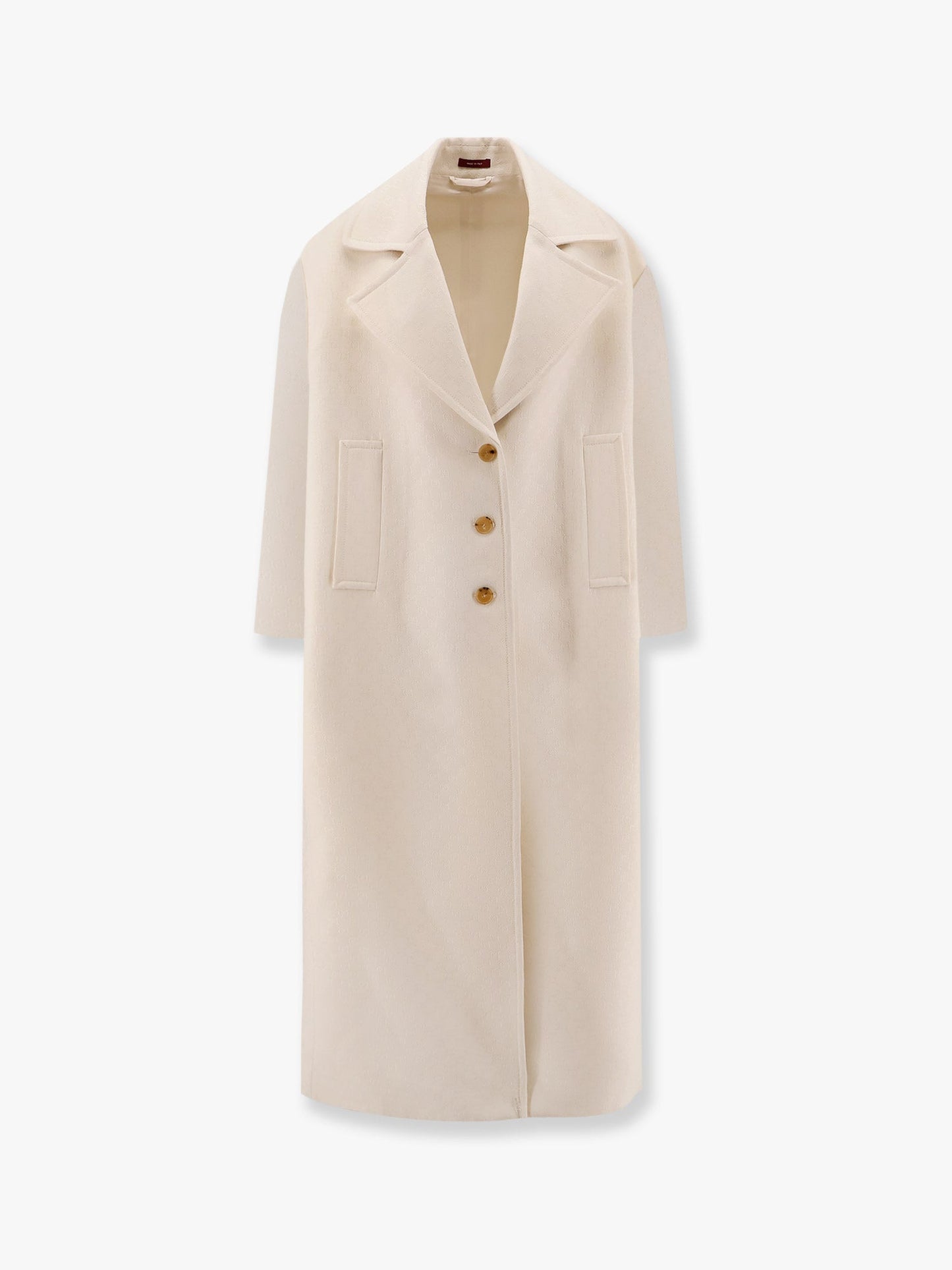 Gucci Wool And Silk Crepe Coat With All Over Gg Motif