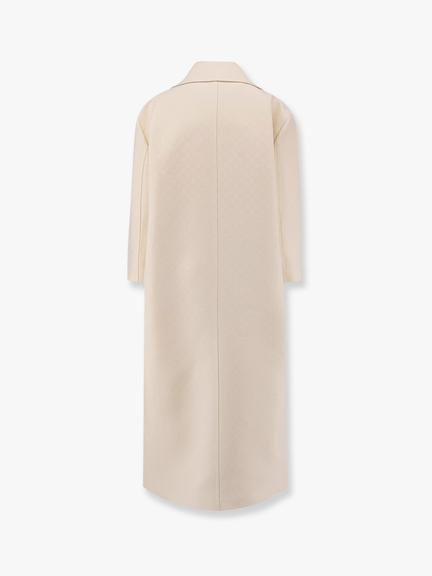 Gucci Wool And Silk Crepe Coat With All Over Gg Motif