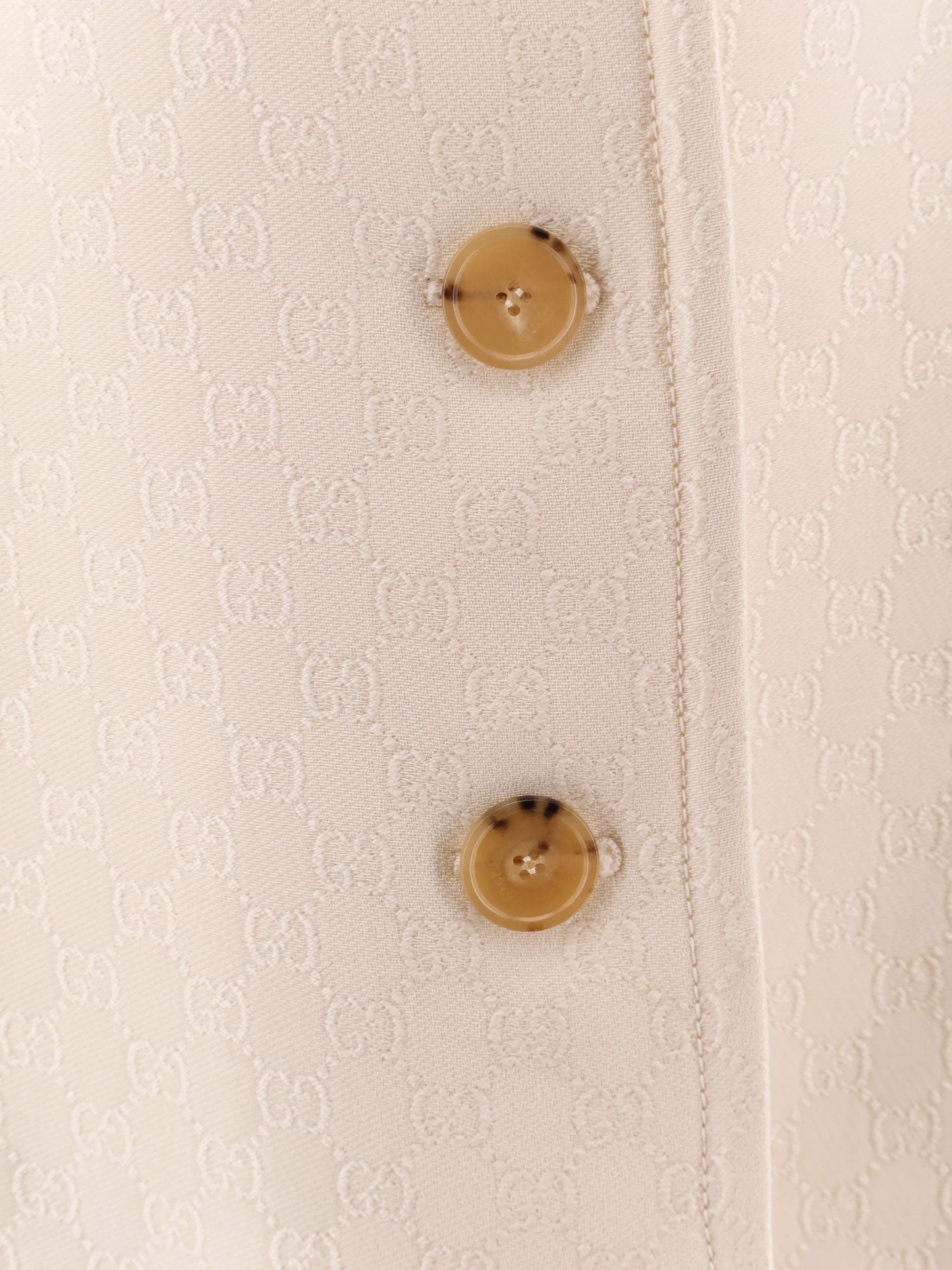 Gucci Wool And Silk Crepe Coat With All Over Gg Motif