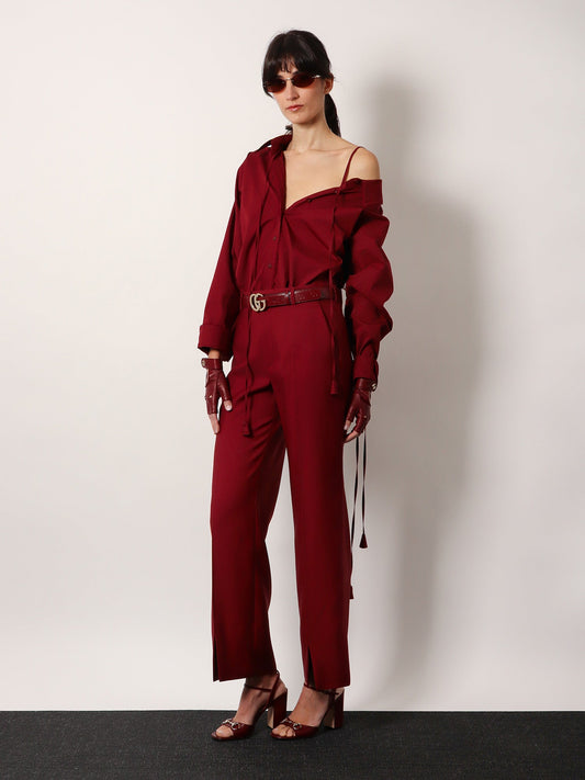 Gucci Wool Oversize Low Rise Trouser With Slit On The Front