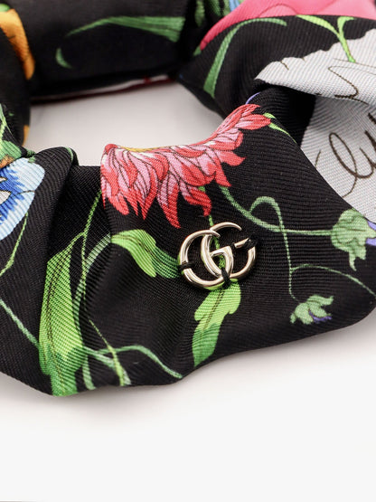 Gucci Silk Scrunchie With Iconic Floral Print