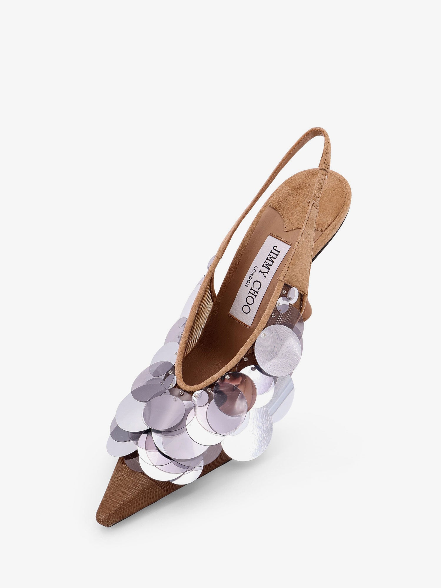 JIMMY CHOO Isa 95 mesh and sequins slingback décolleté