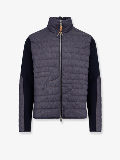 Moncler Stretch Cotton Cardigan With Padding On Thefront