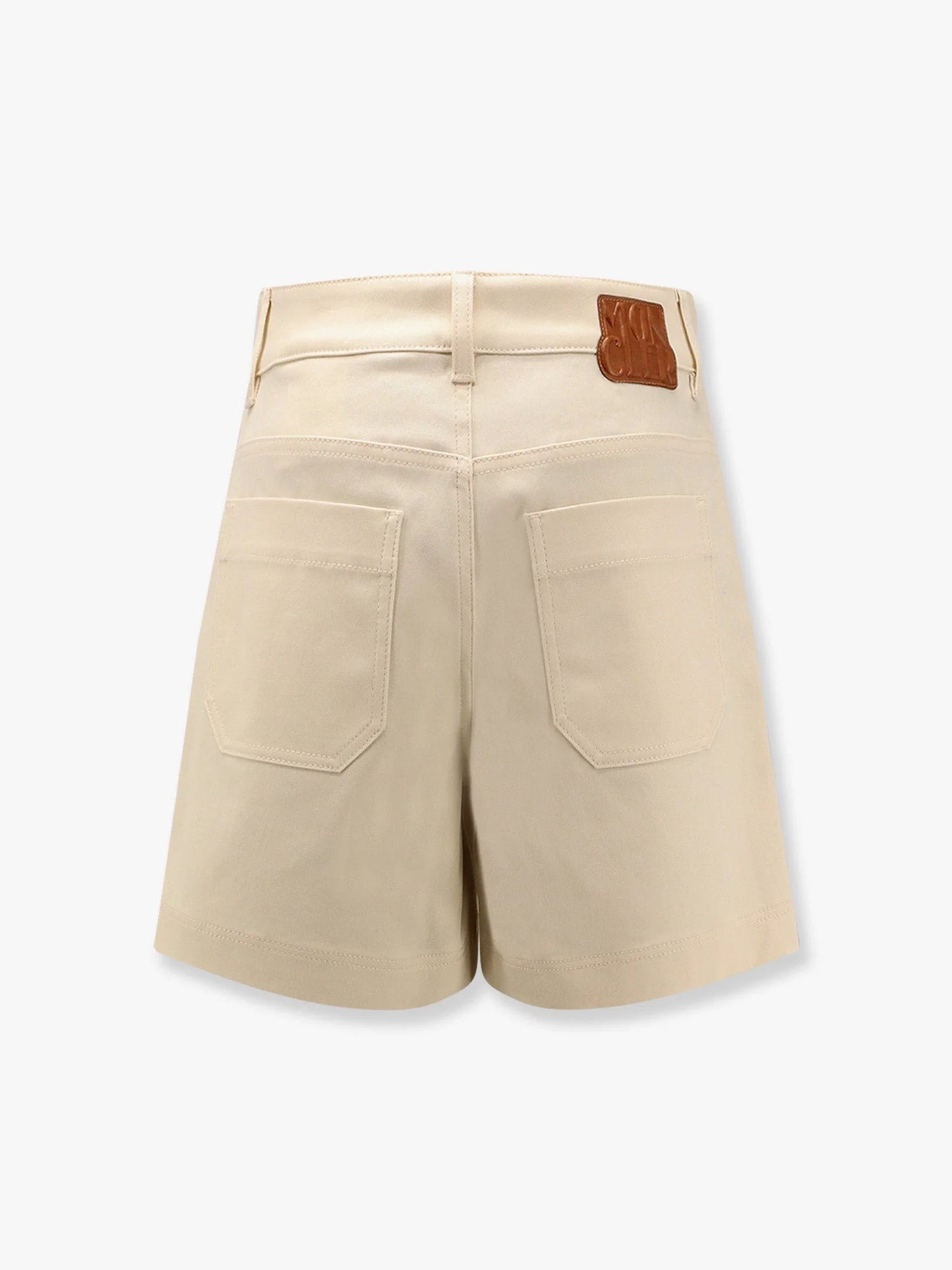 MONCLER - Stretch cotton shorts with maxi logo patch