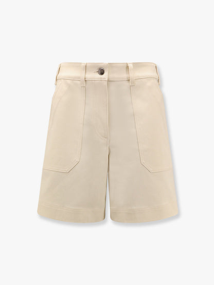 Moncler Stretch Cotton Shorts With Maxi Logo Patch