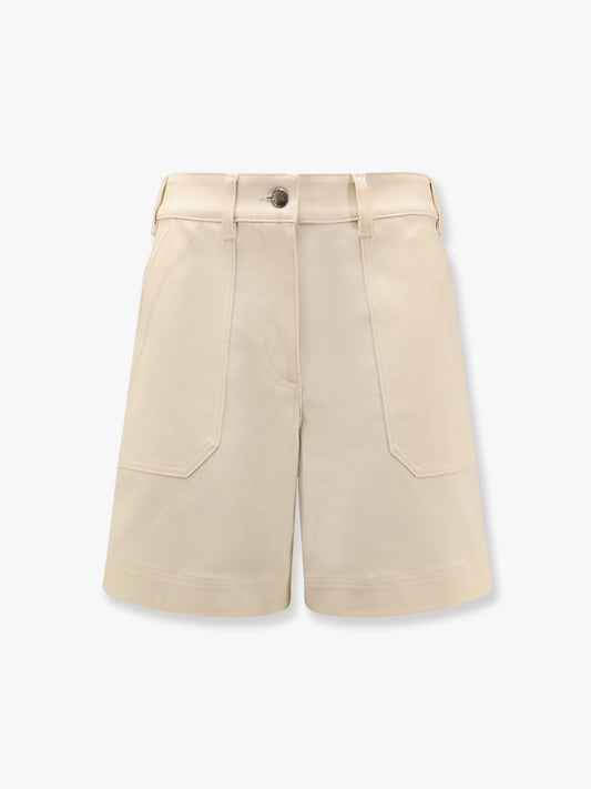Moncler Stretch Cotton Shorts With Maxi Logo Patch