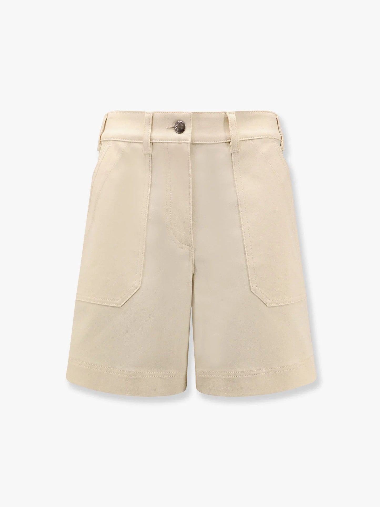 MONCLER - Stretch cotton shorts with maxi logo patch