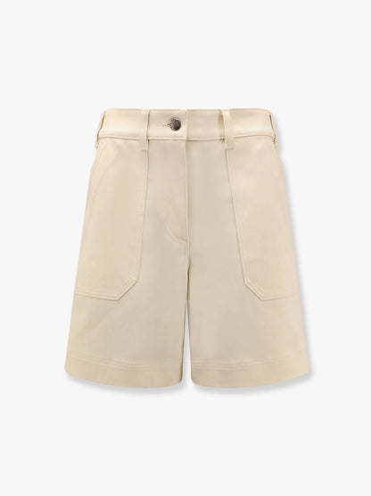 MONCLER - Stretch cotton shorts with maxi logo patch