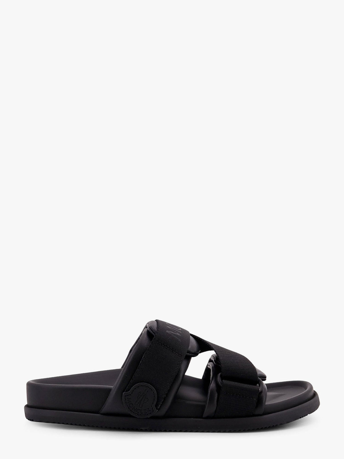 Moncler Mon summer leather sandals with nylon details - Nero