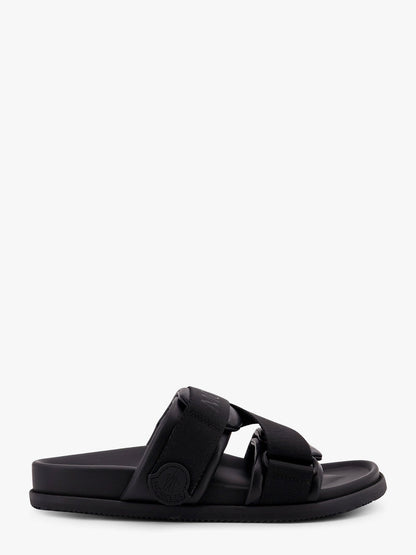 Moncler Mon summer leather sandals with nylon details - Nero