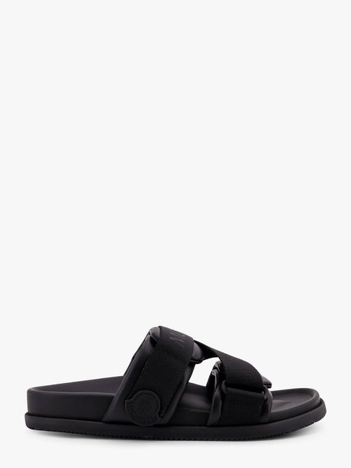 Moncler Mon summer leather sandals with nylon details - Nero