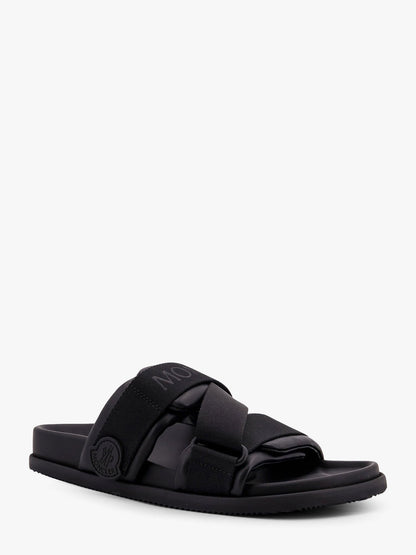 Moncler Mon summer leather sandals with nylon details - Nero