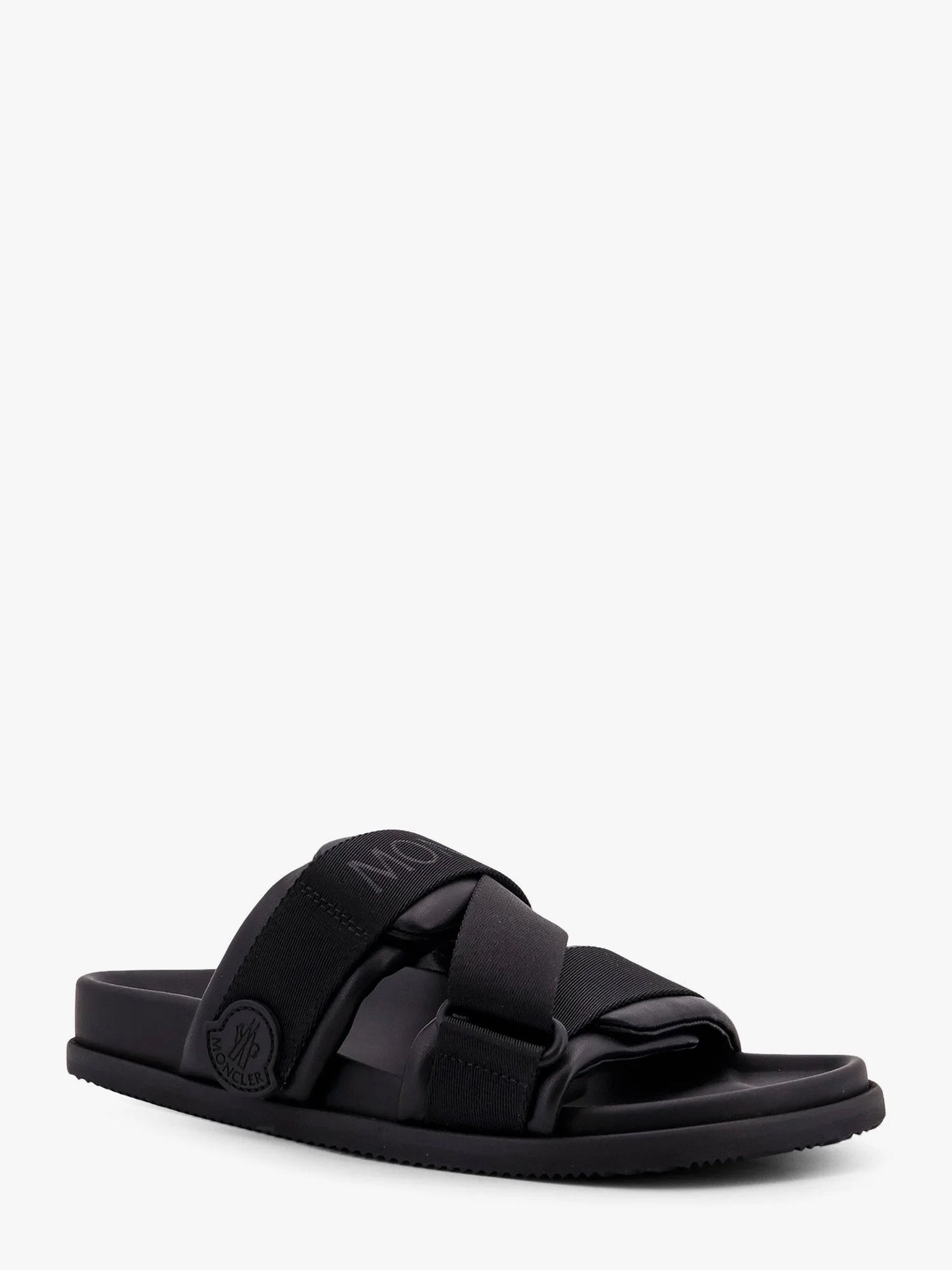 MONCLER - Mon summer leather sandals with nylon details