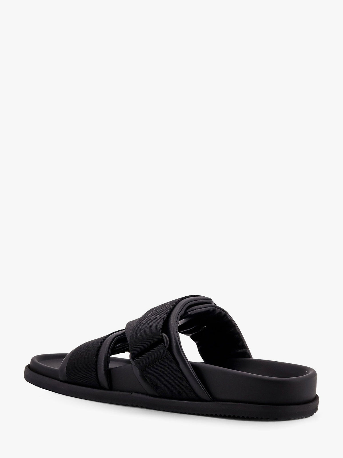 Moncler Mon summer leather sandals with nylon details - Nero