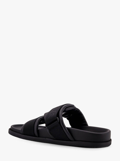 Moncler Mon summer leather sandals with nylon details - Nero