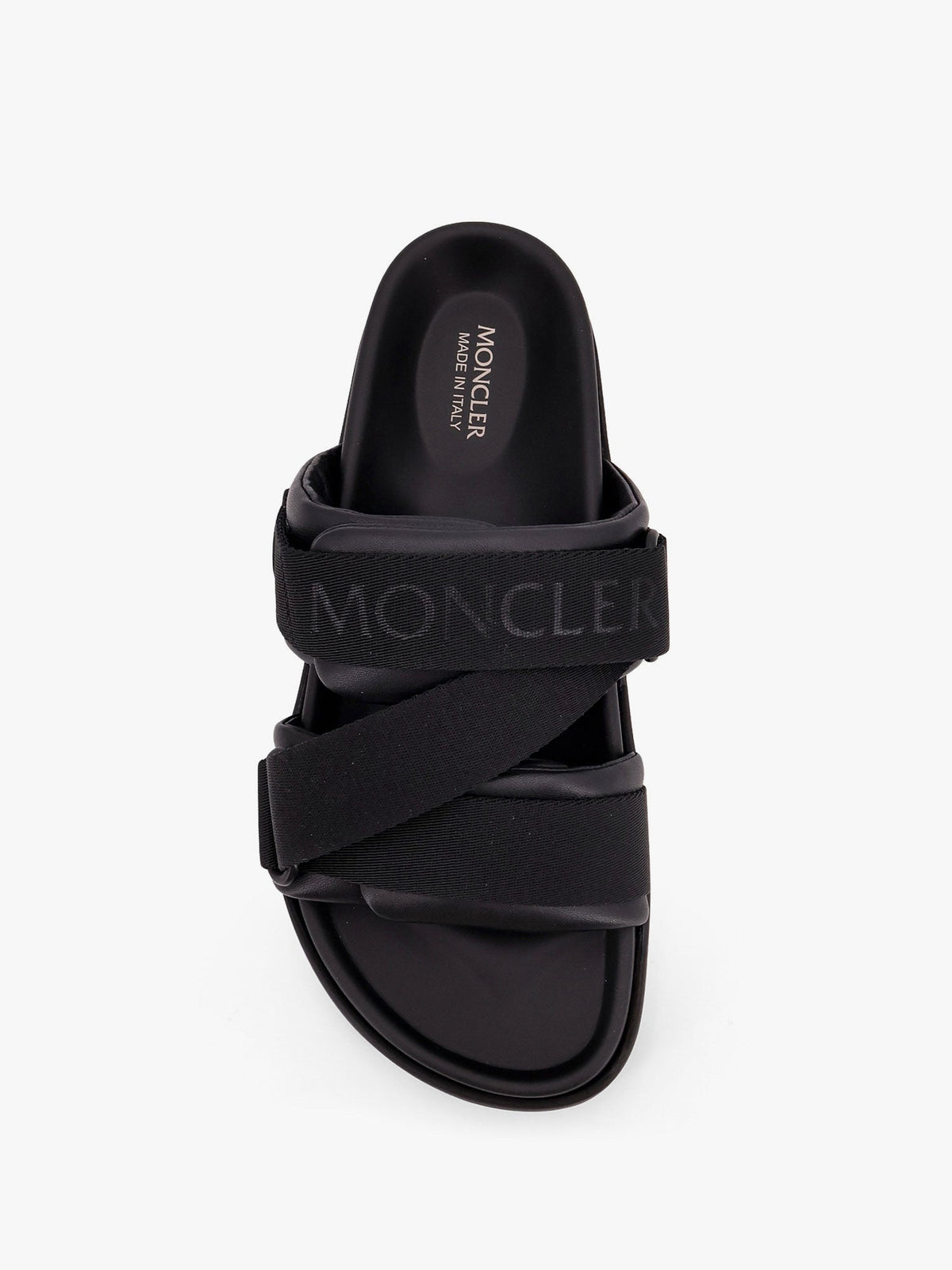 Moncler Mon summer leather sandals with nylon details - Nero