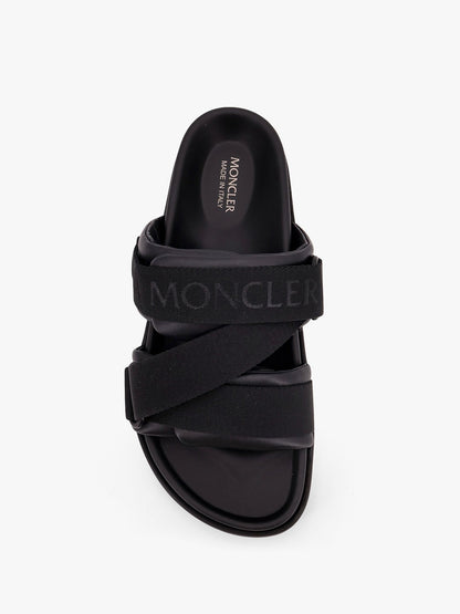 Moncler Mon summer leather sandals with nylon details - Nero
