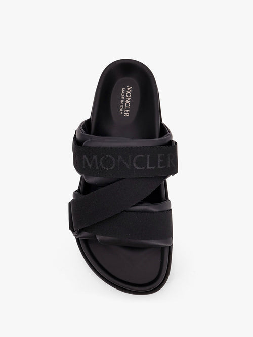 Moncler Mon summer leather sandals with nylon details - Nero