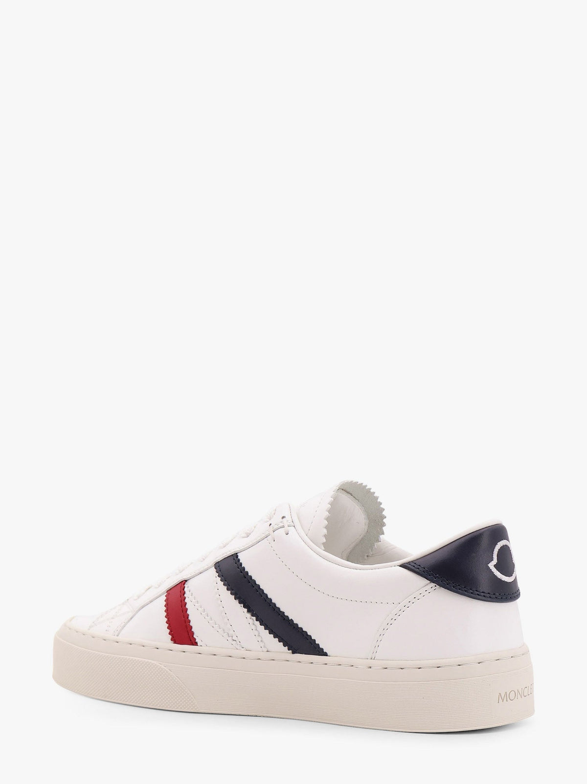 Moncler Monaco2 leather sneakers with logo print - Bianco