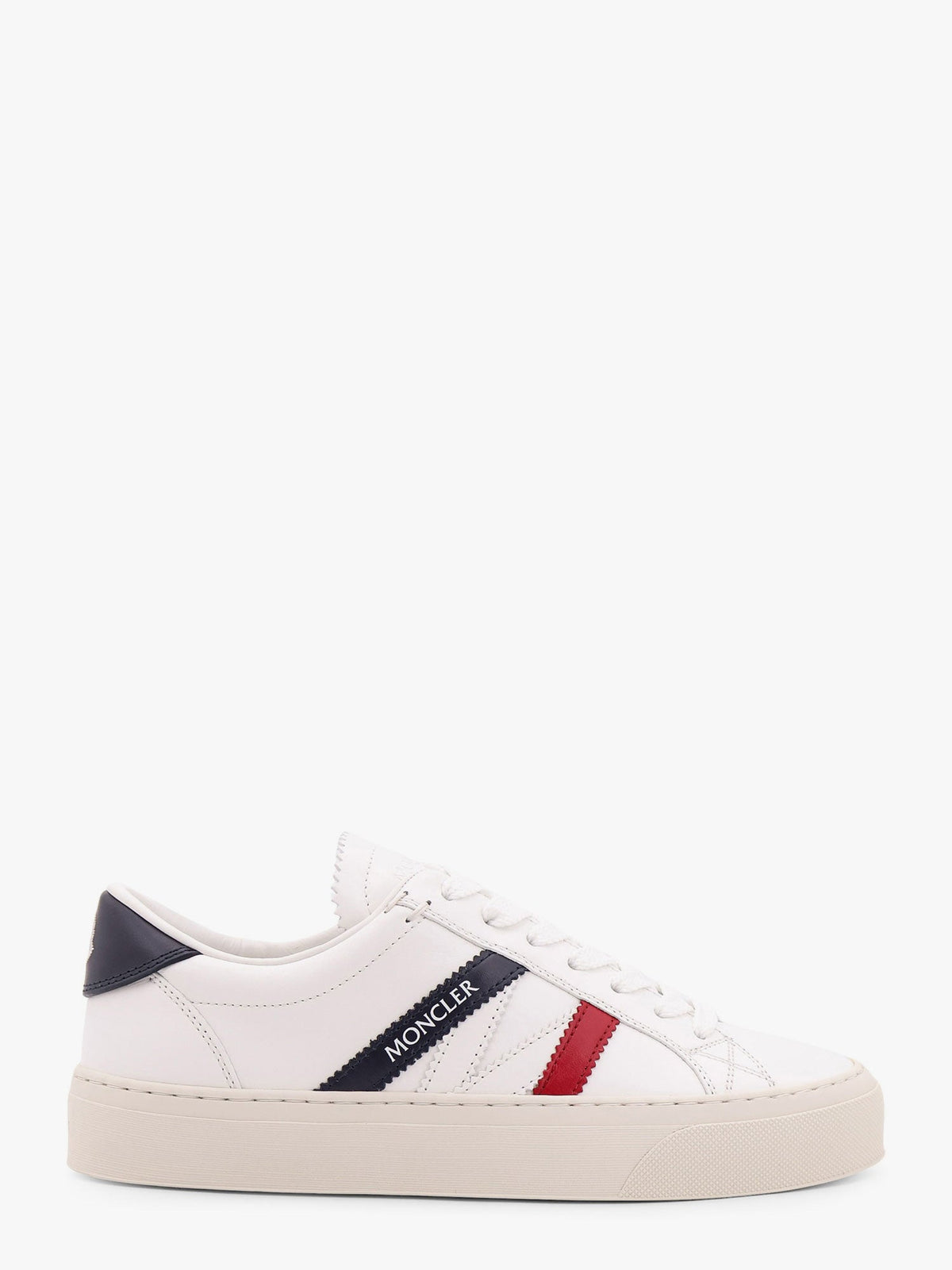 Moncler Monaco2 leather sneakers with logo print - Bianco