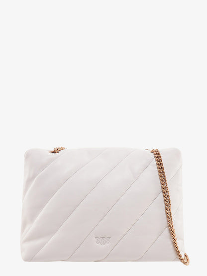 Pinko Matelass�� Leather Shoulder Bag With Iconic Love Birds Buckle