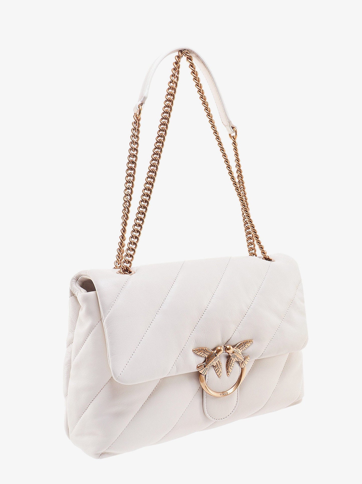 Pinko Matelass�� Leather Shoulder Bag With Iconic Love Birds Buckle