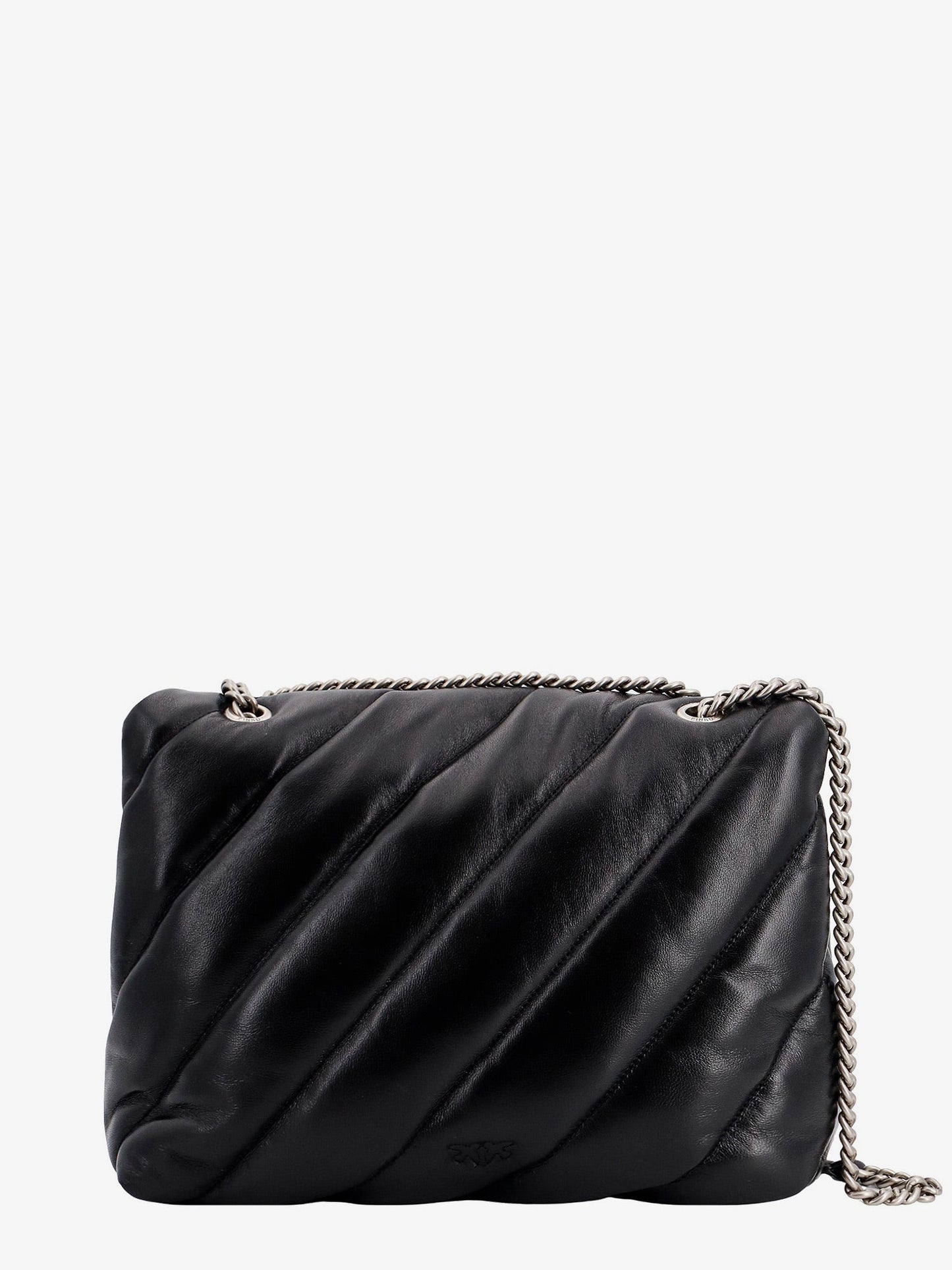 Pinko Matelass�� Leather Shoulder Bag With Iconic Love Birds Buckle