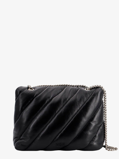 Pinko Matelass�� Leather Shoulder Bag With Iconic Love Birds Buckle