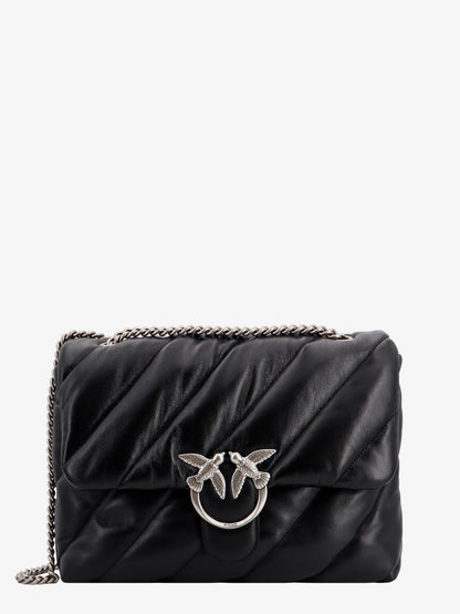 Pinko Matelass�� Leather Shoulder Bag With Iconic Love Birds Buckle