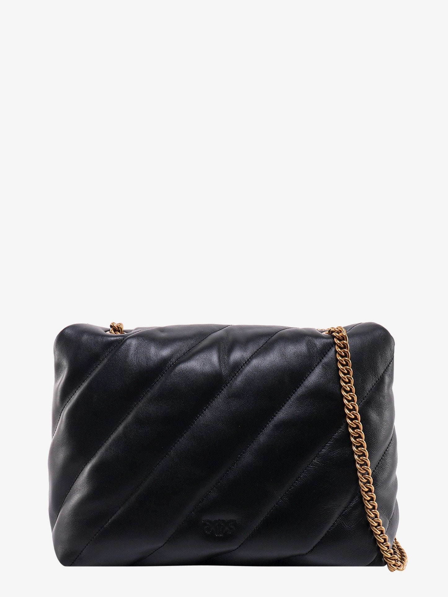 Pinko Matelass�� Leather Shoulder Bag With Iconic Love Birds Buckle