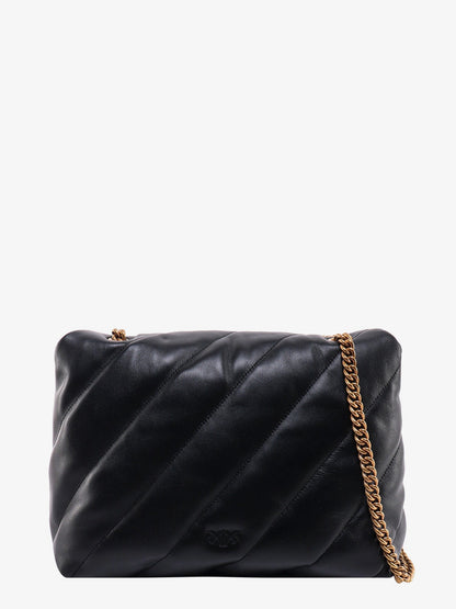 Pinko Matelass�� Leather Shoulder Bag With Iconic Love Birds Buckle
