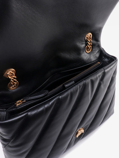 Pinko Matelass�� Leather Shoulder Bag With Iconic Love Birds Buckle