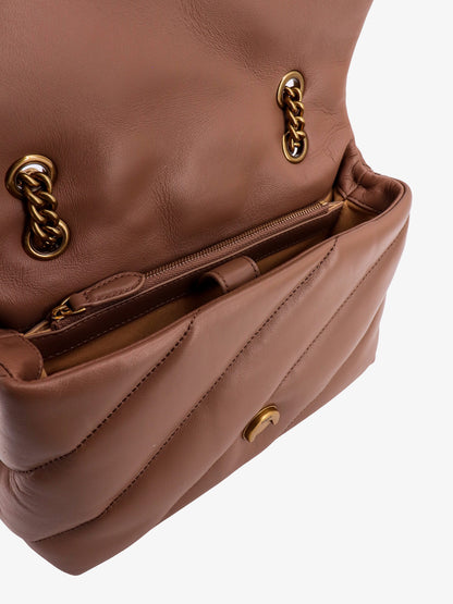 Pinko Matelass�� Leather Shoulder Bag With Iconic Love Birds Buckle