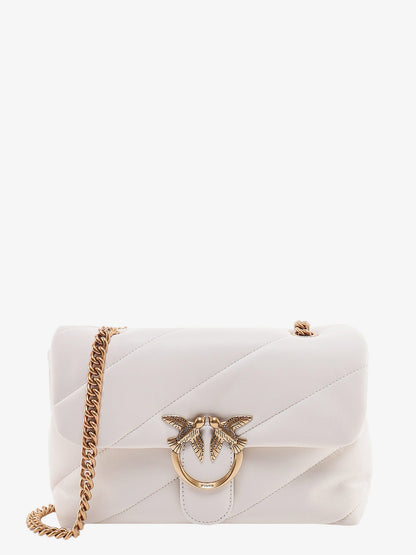 Pinko Matelass�� Leather Shoulder Bag With Iconic Love Birds Buckle