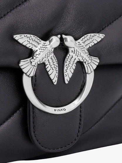 Pinko Matelass�� Leather Shoulder Bag With Iconic Love Birds Buckle