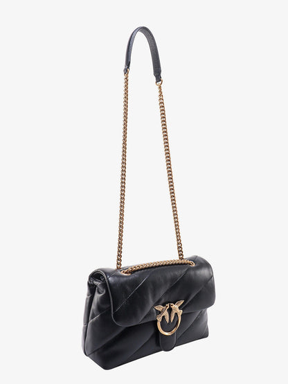 Pinko Matelass�� Leather Shoulder Bag With Iconic Love Birds Buckle