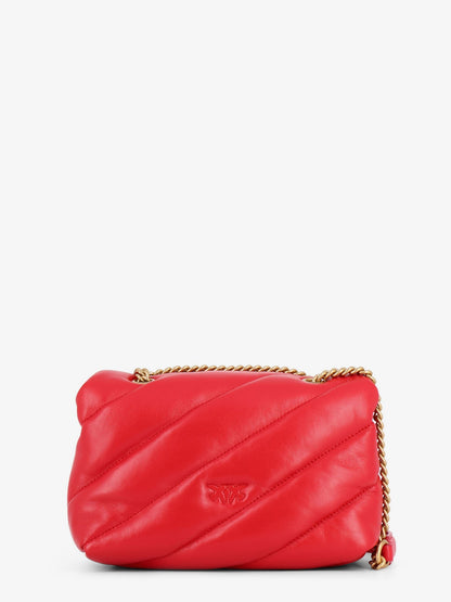 Pinko Matelass�� Leather Shoulder Bag With Iconic Love Birds Buckle