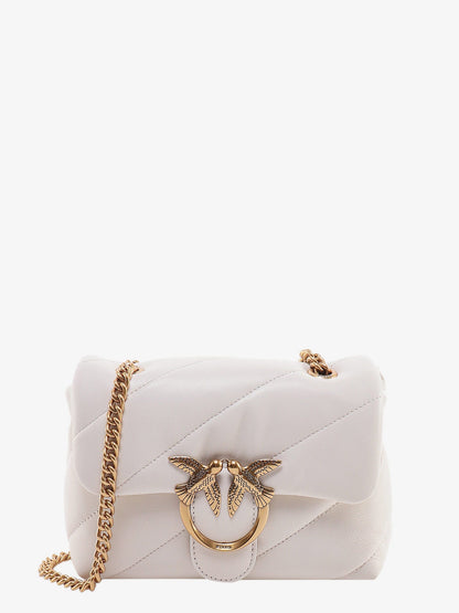 Pinko Matelass�� Leather Shoulder Bag With Iconic Love Birds Buckle